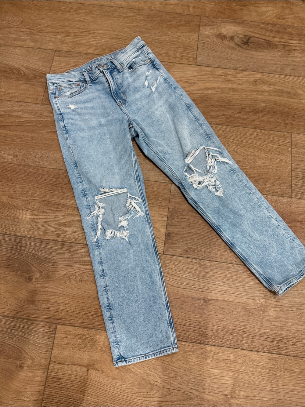 American Eagle Stretch Super High Waisted Ankle Straight Leg Jeans size 4